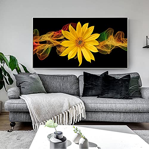 Impression d'art sur toile tournesol jaune 60x120 cm sans cadre