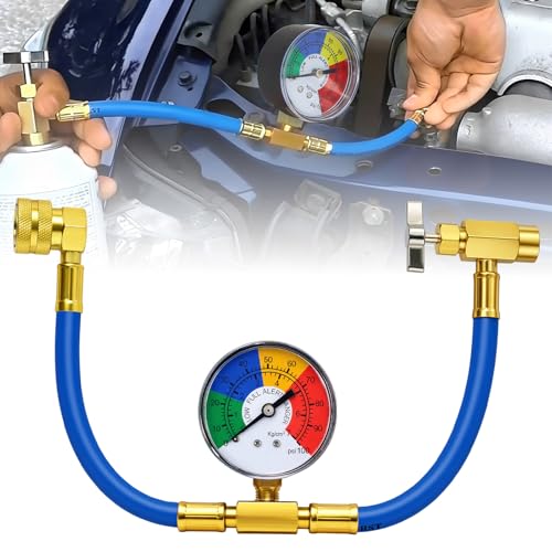 R134A Car AC Refrigerant Charge Hose Kit with Gauge, A/C 1/2...