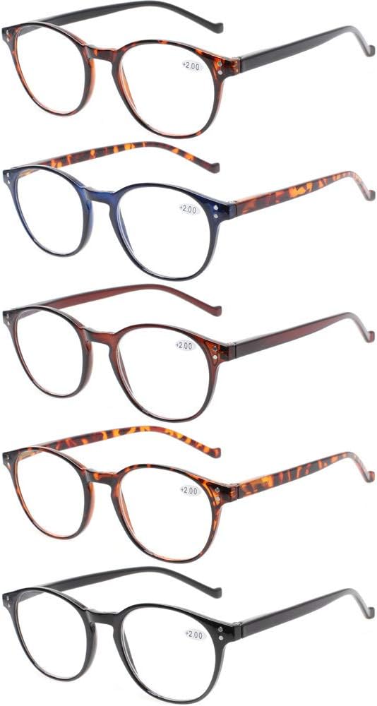NORPERWIS 5 Pairs Reading Glasses - Standard Fit Spring Hinge Readers Glasses for Men and Women (5 Pack Mix Color, 3.00)