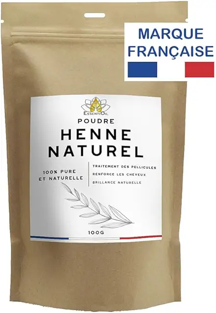 Henné Naturel 100% Pur - Soin Capillaire Nourrissant - Favorise Pousse et Brillance - Tous Types Cheveux - 100g - Marque Française