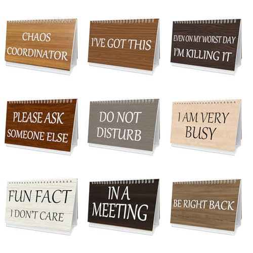  Funny Desk Sign，Funny Picture 30 Different Fun and Flip-over Messages Calendar,Funny Desk Accessories for Work Business Office Desk，Office Desk Sign