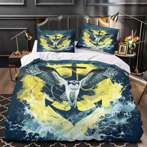 Housse de couette 3D vagues de mouettes lit double 3 pièces microfibre - 4