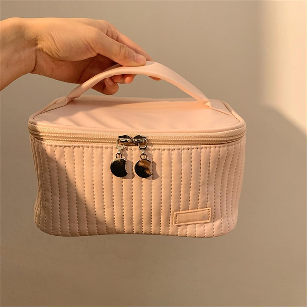 Lazy person storage bag, portable travel makeup, large capacity solid color wash image 3