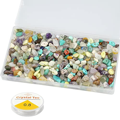 burkfeeg 550 Pièces Perles en Pierres Semi-Précieuses Avec Trou, Irrégulier Mixte Perles de Pierres Perles de Puce de Pierres Précieuses Naturelles pour DIY Fabrication Bijoux