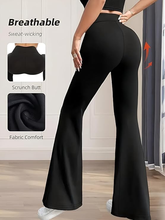 Image of DIAZ Womens Flare Pant High Waist Stretchable Trousers for Women | Bell Bottom Pants for Women | Wide Leg Palazzo Pants | Flared Yoga Pants |Casual Wear Office /Gym Wear Pants-Pack of 1