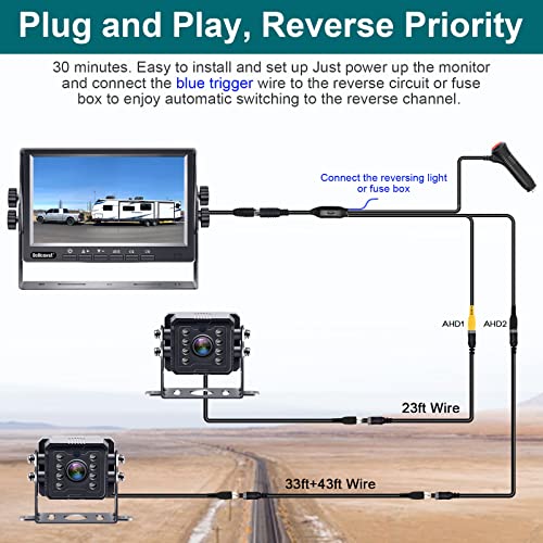 Dohonest Rv Backup Camera Systems 7" Monitor Hd 1080P 2 Rear View Cameras Kit For Truck Trailer Camper 5Th Wheel Easy Installation Night Vision Waterproof P13 #TOP2