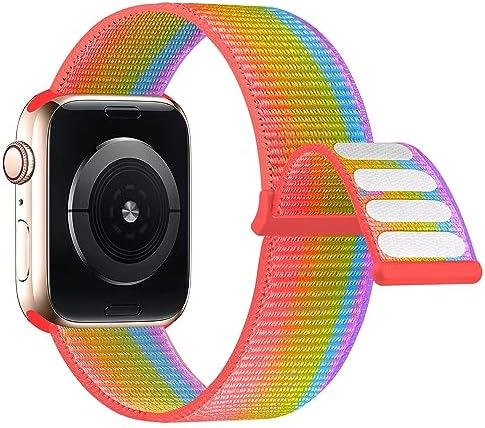 Lobnhot Nylon Strap Compatible for Apple Watch Straps 38mm 40mm 41mm, Adjustable Soft Sports Band Compatible with iWatch Series SE 7 6 5 4 3 2 1(38/40/41mm,Pink Sand)