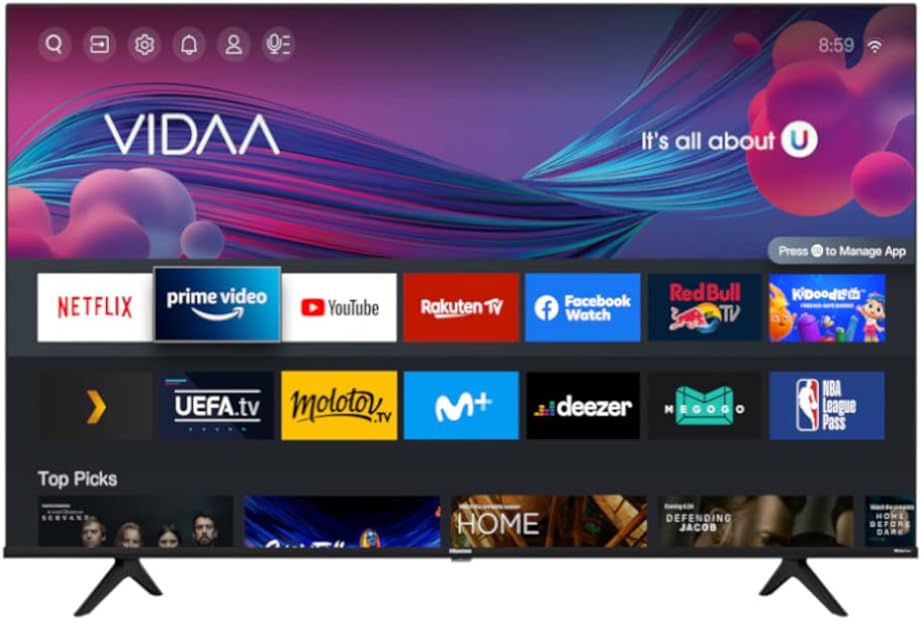 Hisense 43 Inch TV 4K UHD Smart TV, With Dolby Vision HDR, DTS Virtual X, YouTube, Netflix, Freeview Play & Alexa Built-in, Bluetooth & WiFi Black Model 43A6GTUK -1 Year Full Warranty.