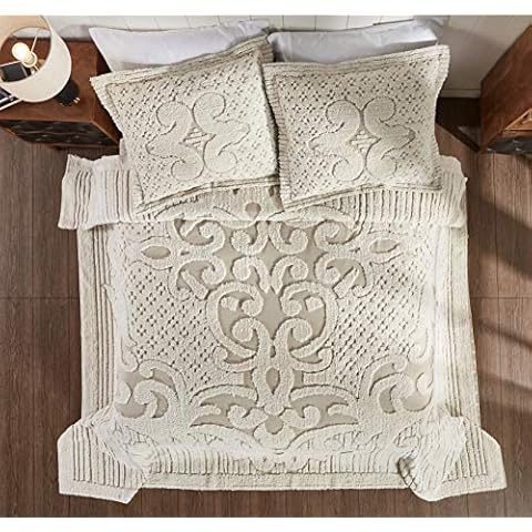 Better Trends 100% Cotton Tufted Machine Washable Tumble Dry, Beige, Full Cover