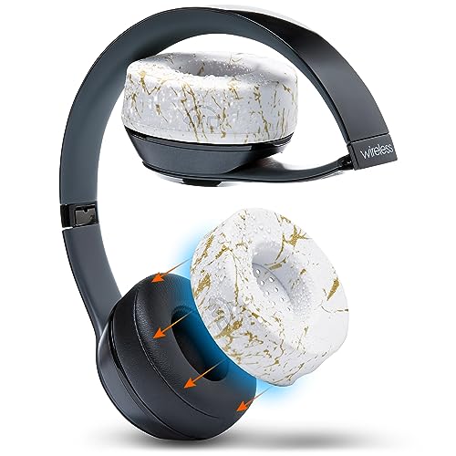 WC SweatZ Solo - Patented Earpad Sweat Covers for Beats Solo 4, Solo 3 & Solo 2, Made by Wicked Cushions, Gold Marble
