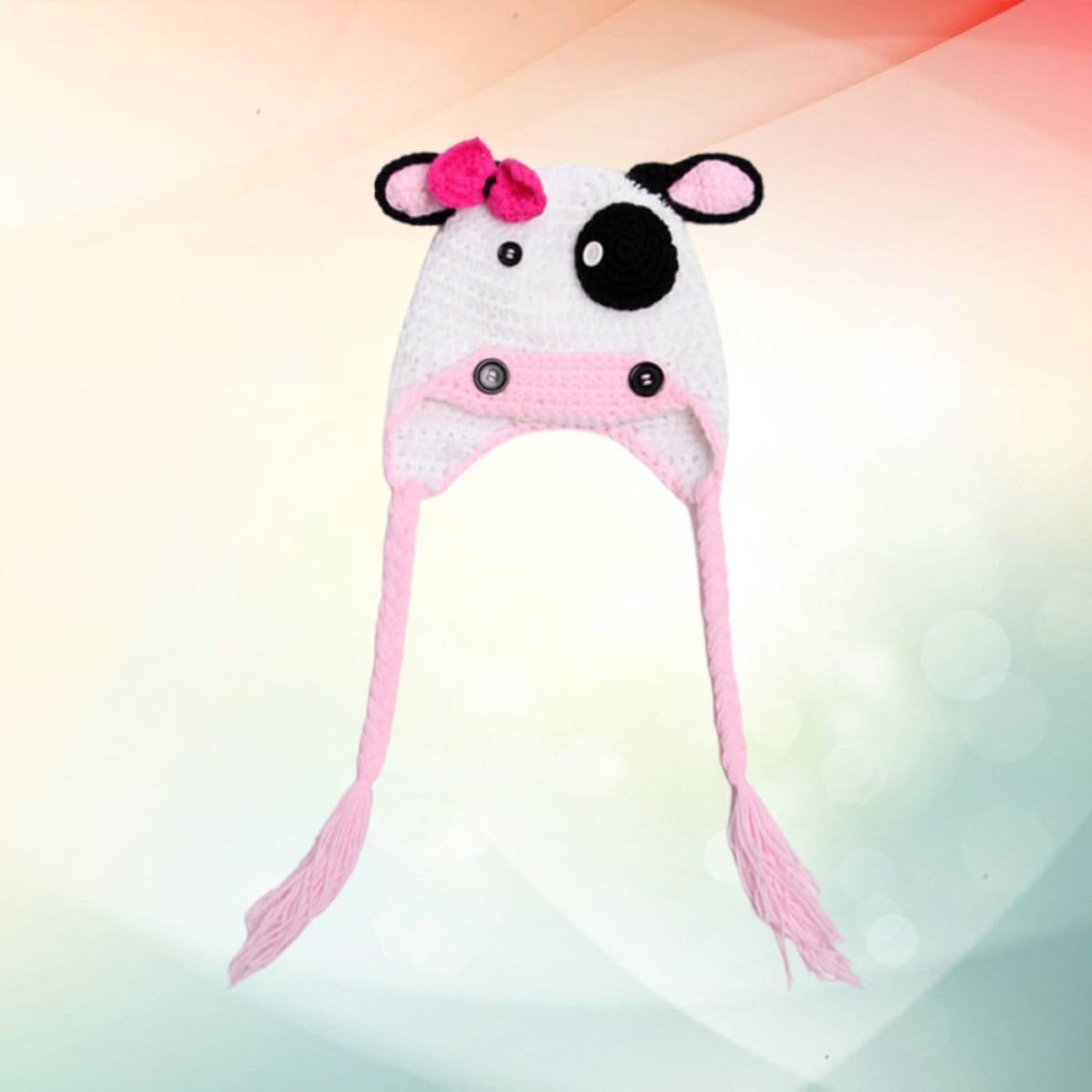 Cow Shaped Knit Hat Woolen Winter Cap for Babies Multi