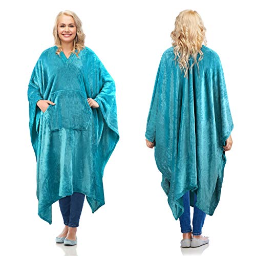 Fleece Wearable Blanket Poncho for Adult Women Men,Wrap Blanket Cape with Pocket |Warm,Soft,Cozy,Snuggly,Comfort