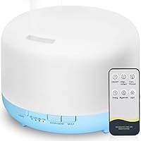 Hianjoo Diffusore di Oli Essenziali 450ml, Umidificatore Ultrasuoni per Aromaterapia