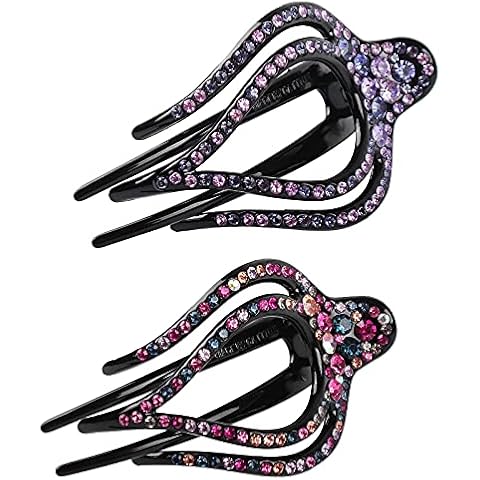 HOWDIA Hair Claw Clips, Diamante Hair Pins Hair Grips Big Snap Hair Clips Hair Accessories for Women Fine Hair Thick Hair Curls(Violet + Chromatic) Cover