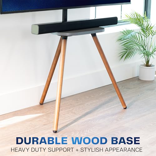 Support TV trépied sans perçage pour écran 65 pouces avec rangement - 5