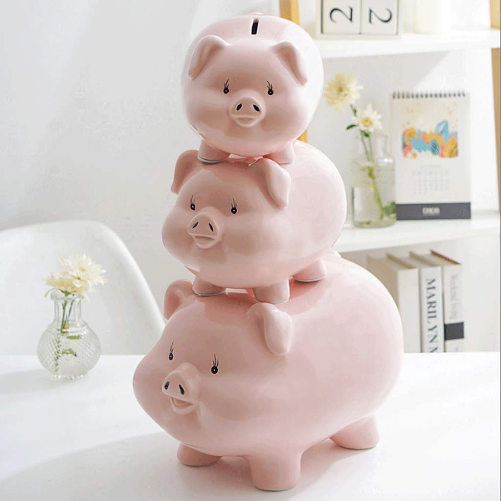 Tirelire Cochon CJBIN - Grosse Capacité, Vinyle Rose, 12x14,5x13,5 Cm, Pour Enfants Et Adultes, Déco Maison