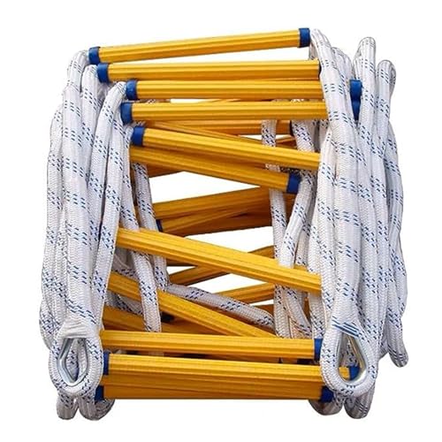 Generico Scala di Corda di Emergenza con moschettoni Resistenti, pioli robusti per Una Fuga sicura dalle finestre, Ideale per Case a Due Piani, Dispositivo di Sicurezza Portatile e affidabile.