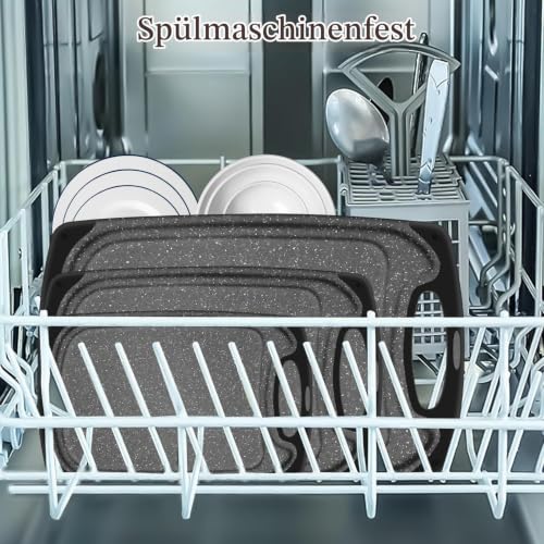Foto von Kunststoff Schneidebrett Set 3 Stück, Spülmaschinenfest, BPA-freie, Schwarz