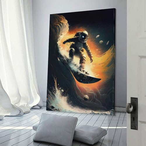 Affiche murale astronaute surfant galaxie impression toile deco 30x45cm