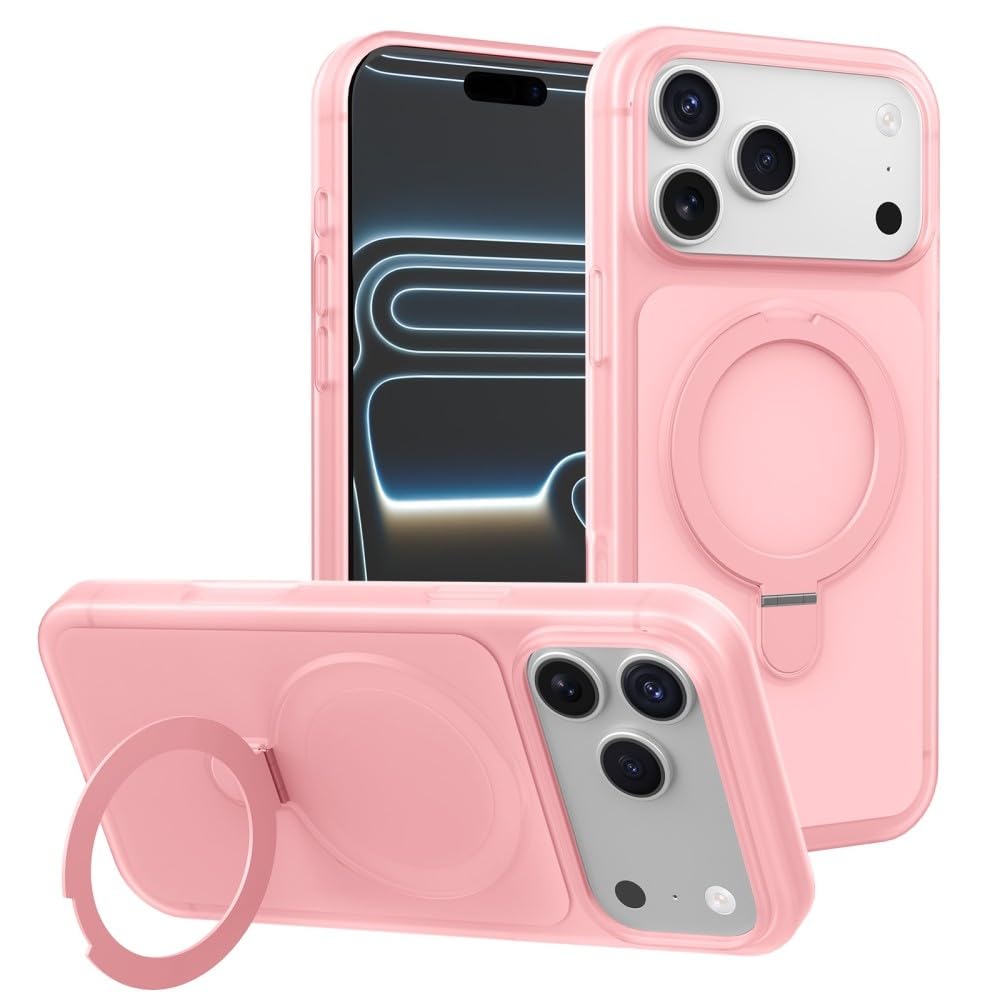 Coque silicone pour iPhone 17 rose robuste à support discret - 7