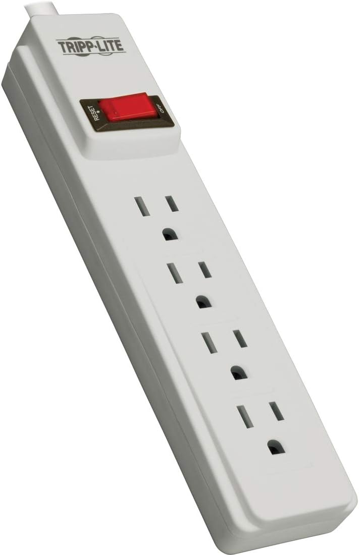 Tripp Lite 6 Outlet Home & Office Power Strip, 15ft Cord with 5-15P Plug (PS615), Gray