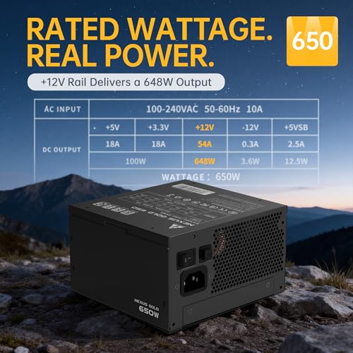 Image of GOLDEN FIELD 650W Power Supply, 80 Plus Gold Fully Modular ATX 3.1 PCIe 5.1 PSU, LLC+ DC-DC+ Active PFC+ ECO Mode, 650 Watt Gaming PC PSU with Native 12V-2x6 Cable for RTX 5060 /Ti RX 9060 /XT