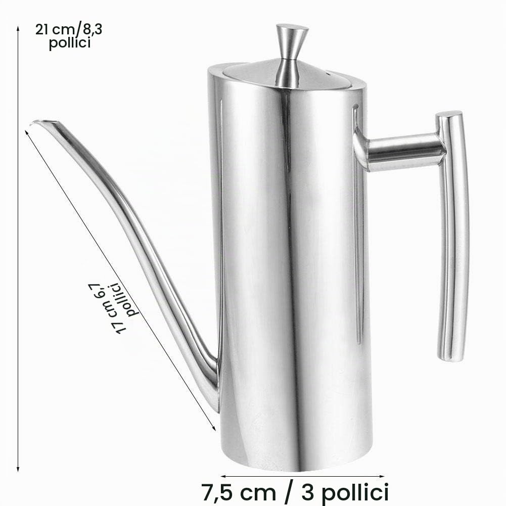 Olietta Oliera Salvagoccia per Olio e Aceto, 700Ml Oliera Acciaio Inox, Olio e Aceto Ampolla Liquido Condimento Bottiglia Distributore Prova della Polvere EA Prova di