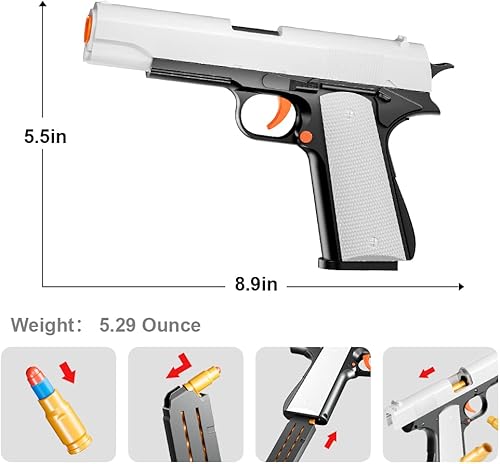 Miniatura 4 de Paquete de 2 lanzadores de juguete de eyección de espuma EVA M1911, disparos con dardos de espuma, juegos de disparos, diversión en el patio trasero