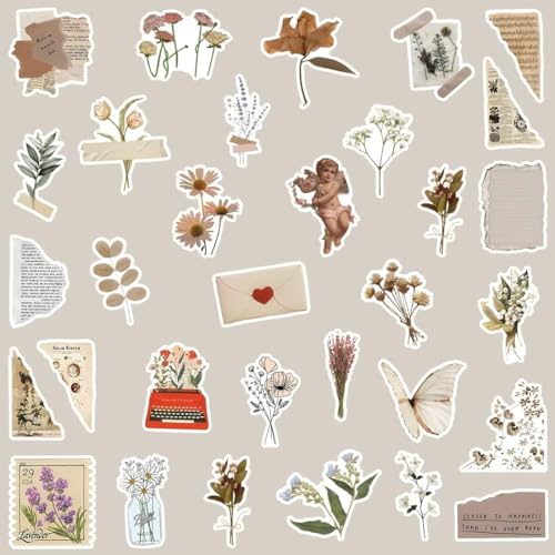 Titu Ki Baatein 50 Pcs Vintage Retro Aesthetic Stickers – Waterproof Vinyl Decals for Laptop, Water Bottle, Scrapbook, Phone – Mixed Designs, No Duplicates