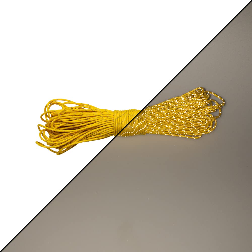 Paracord Planet – Fluorescent 1.75mm Reflective Guyline 95 Paracord Tent Rope Camping Parachute Cord – Yellow – 65ft — image 1