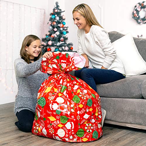 Christmas Large Gift Bags – Set of 4 Xmas Present Wrapping 36”x44” Jumbo Extra Large Christmas - Gift Bag Plastic Giant Gift Bags for Huge Gifts - Heavy Duty Big Gift Sack Set with Tags & String Ties - Thumbnail 5