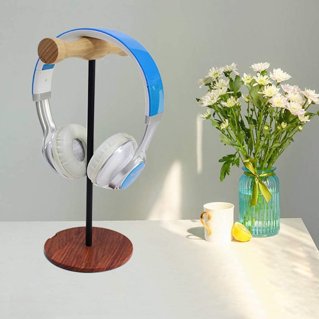 Soporte para portátil, Colgador for Auriculares, Soporte portátil de Madera y Metal for, Estante exhibición(Black)