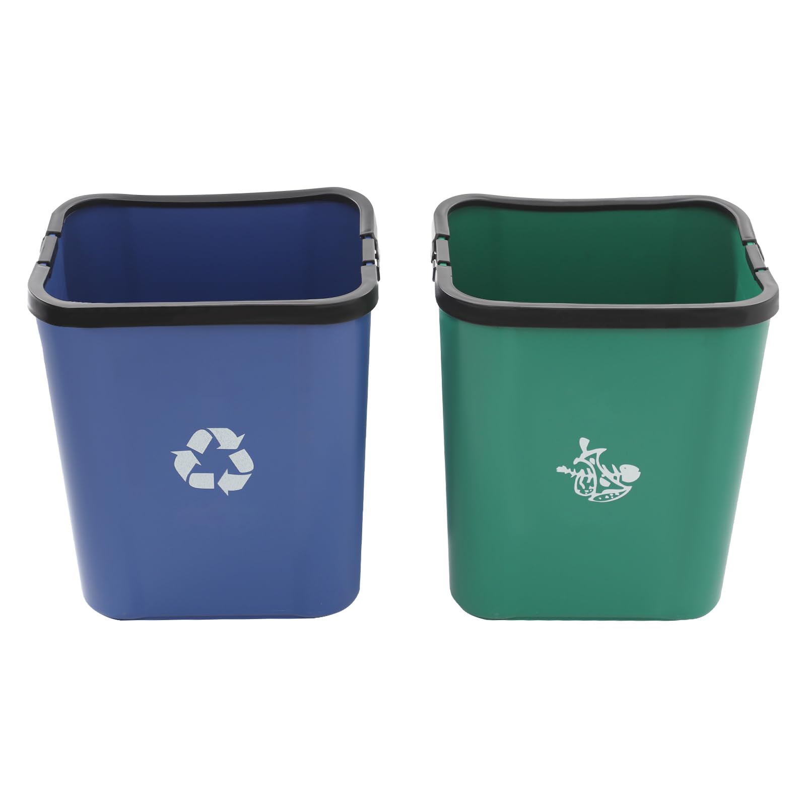 Abfall- und Recycling-Schrank mit 2 Eimern, 15 Gallonen, Grau/Blau/Grün, Edelstahl und Kunststoff, Kippbare Tür, Modern, 33x25x92 cm