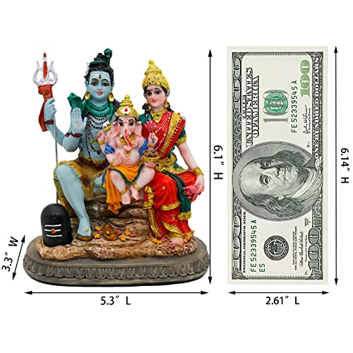 alikiki India God Shiva Family Statue - 6.1”H Hindu Idols Shiva Family Sculpture Shiva Ganesh Shiva Parvati Murti Moorti Pooja Idol Diwali Gifts Puja Gifts Home Office Temple Mandir Altar Decor