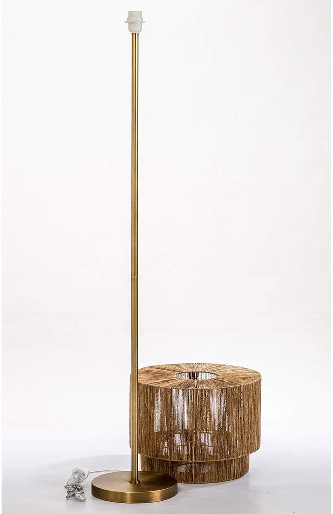 Modern Home Soho Jute Golden Brass Floor Lamp w/Natural Jute Rope Shade