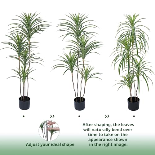 YEPDIN Künstliche Dracaena-Pflanzen für den Innenbereich, 120 cm hohe künstliche tropische Bodenpflanzen für den Innenbereich hoher künstlicher Topf künstliche Bäume für die Dekoration von Home-Office