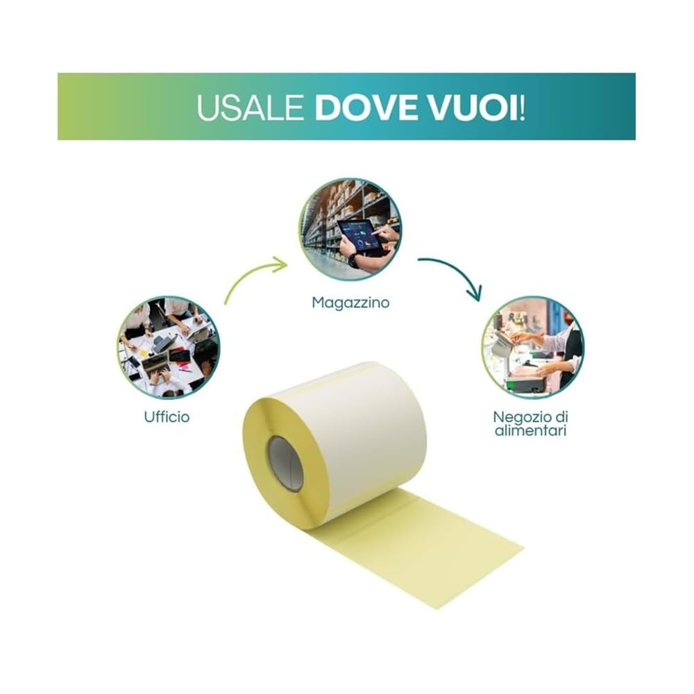 Etichette Termiche 60 x 65 mm 5 Rotoli da 500 Etichette – Anima 25 mm – 2500 Etichette Adesive per Stampanti Termiche, Etichettatrici, Logistica, Spedizioni, Magazzino F.C. Distribution