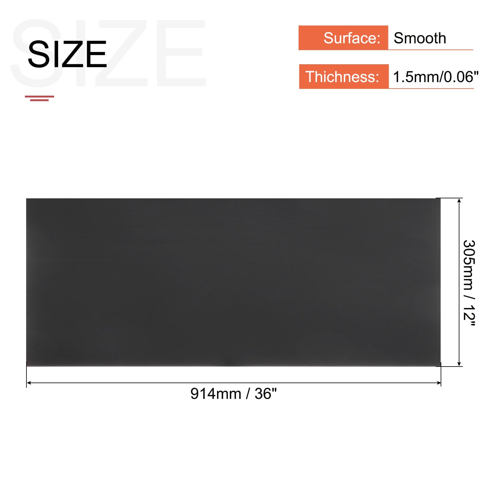 sourcing map Foglio di plastica ABS, 91,5 x 30,5 x 0,2 cm, fogli di stirene ABS, per modellismo edilizio fai da te, pannello nero, 2 pezzi