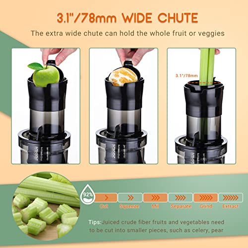 Slow Masticating Juicer Machine-Sovider Up To 92% Juice Yield Compact Masticating Juicer, Reverse Function Easy Clean With Brush Pulp Measuring Cup Cold Press Juicer For High Nutrient Fruits Vegetables #TOP1
