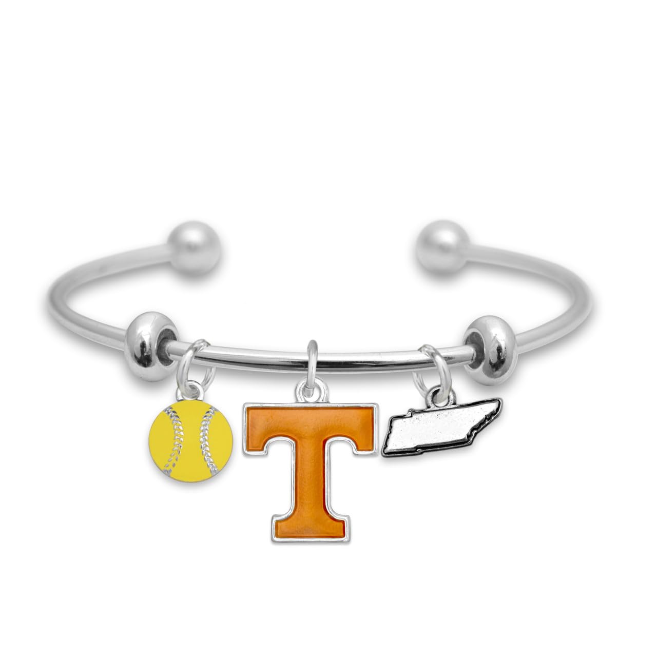 From the Heart Tennessee Volunteers Softball Accent Charm Team Traditions Cuff Bracelet with Team Color Logo, Softball and State Accent Charm Officially Licensed Jewelry Fan UT