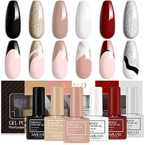 Saviland 6 PCS French UV Nagellack Set【Modern Muses Kollektion】Gel Nagellack UV Farbgel Set【28 Tage Glänzend und Langlebig】Gel Nail Polish Set Soak Off LED Nailart-Starter-Set Cover