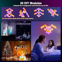 MeRGBW-Home 20 Pcs Hexagon LED Panels, Sechseck Gaming Deko LED Wandleuchte, Musik Sync, APP-Kontrolle, Fernbedienungen, Sechseck Waben Wall Lights Gaming Zubehör Hexa Lampe Smart Zuhause Wand Deko – Ansicht 4