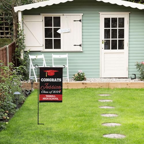 Personalized Graduation Garden Flag Gifts Custom Class of 2025 Graduation Senior Yard Sign with Name and School Name Customized Outdoor Graduate Flags Banner Party Decorations