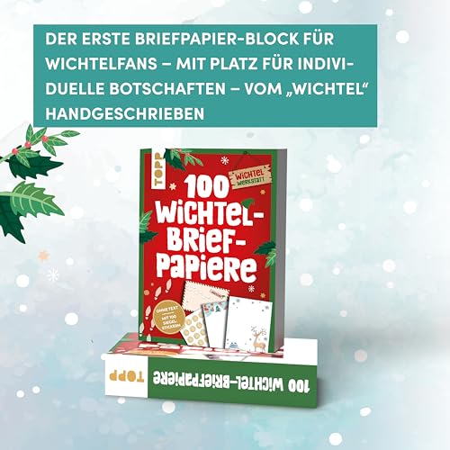 TOPP Wichtelbriefpapiere: 100 Briefpapiere in 25 Designs mit integriertem Umschlag, 100 Siegelstickern und kurzer Anleitung