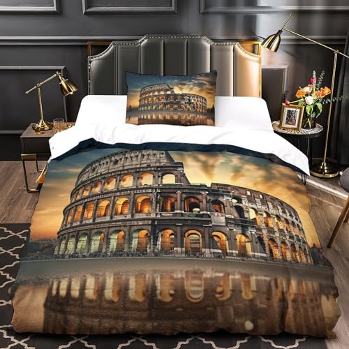 Parure de lit paysage romain 3 pièces housse de couette microfibre imprimé 3D - 4