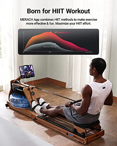 Merach Foldable Wooden Rowing Machine, Water Electromagnetic Rower Machine For Home Use thumb #6