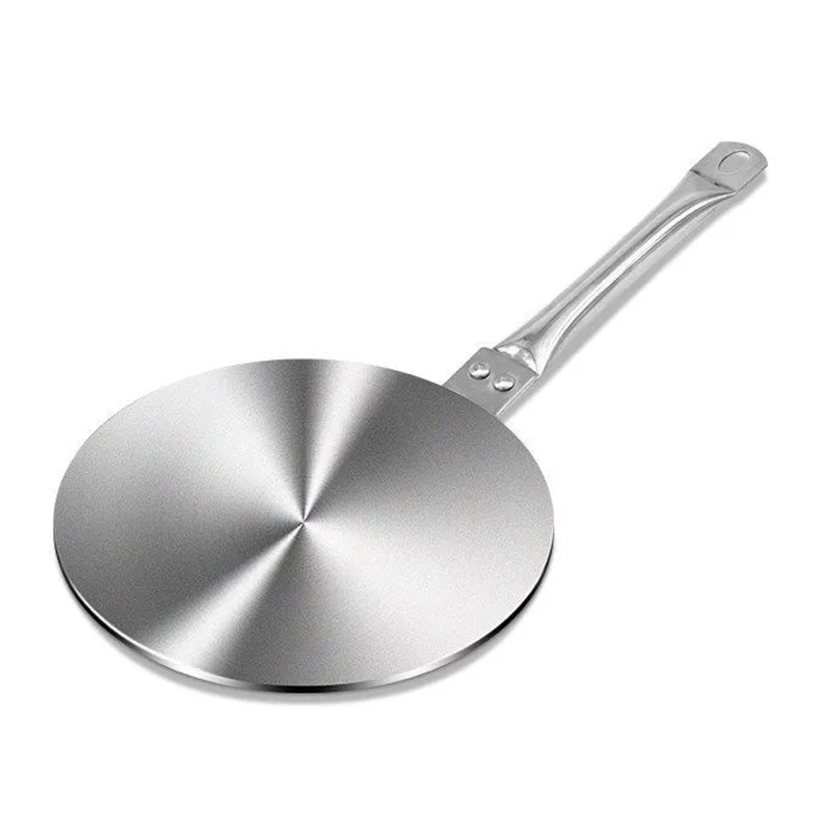 Placa descongelación acero inoxidable, con asa, placa de anillo distribución calor, descongelación carne, anti-quemaduras, for cocina de gas eléctrica, inducción, cocina de vitrocerámica(26cm)