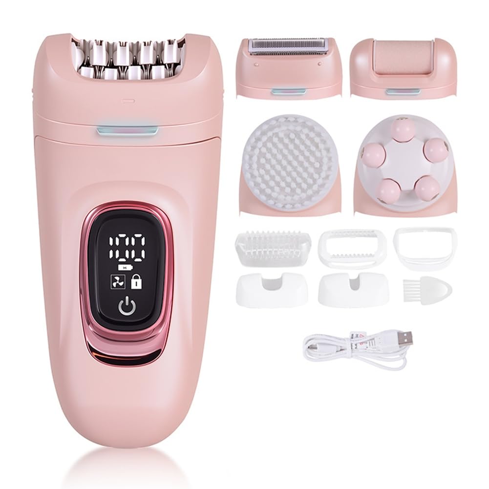 Afeitadora Eléctrica 5 en 1 para Mujer, Recortadora de Bikini con Pantalla LED, Depilación Eléctrica para Piernas, Bikini, Axilas y Vello Púbico.