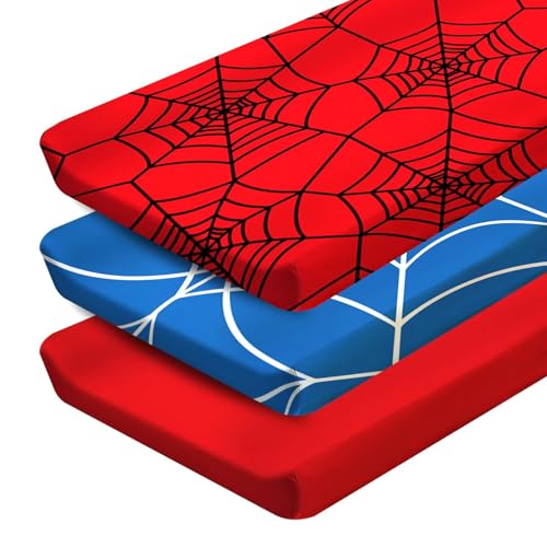 3 Pack Spider Theme Changing Pad Cover Fitted Baby Changing Table Sheets for 3216 Change Table Pad Spider Web Pattern Breathable Baby Nursery Diaper Change Pad Sheets