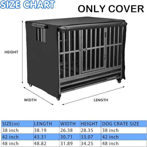 48 inch Heavy Duty Dog Crate Covers Durable 600D Polyester Insulated Dog Kennel Cover Soundproof Windproof Rainproof Shading Fit for Wire Dog Cage Covers with Breathable Side Window ( ONLY COVER) - Image 3